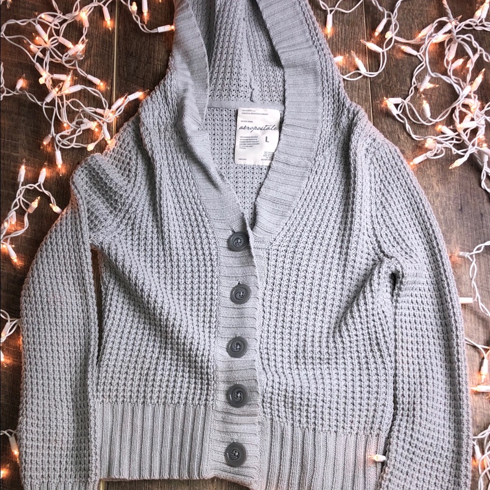 Gray cable sweater